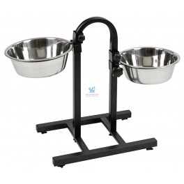 COMEDERO DOBLE INOX DELUX CON SOPORTE 2.8 L Comedero para Perros