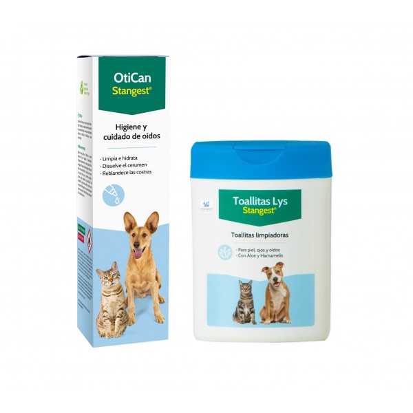 OTICAN + TOALLITAS LYS 40 UNIDADES (PACK) Higiene de Perros y Gatos