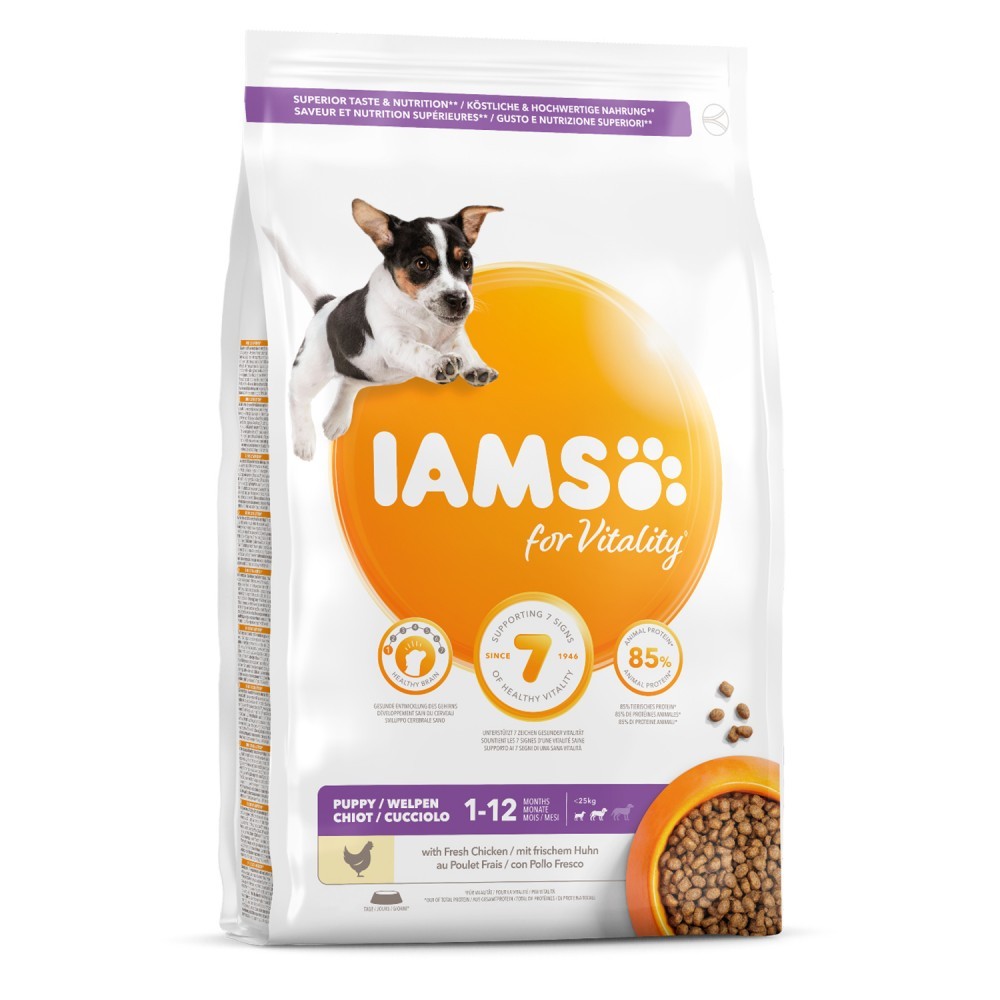 1-12 meses IAMS for Vitality Alimento seco para cachorros de raza grande con pollo fresco 12 kg 