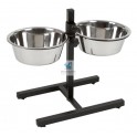 COMEDERO DOBLE INOX DELUX CON SOPORTE 1.8 L Comedero para Perros