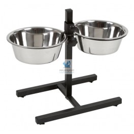 COMEDERO DOBLE INOX DELUX CON SOPORTE 1.8 L Comedero para Perros