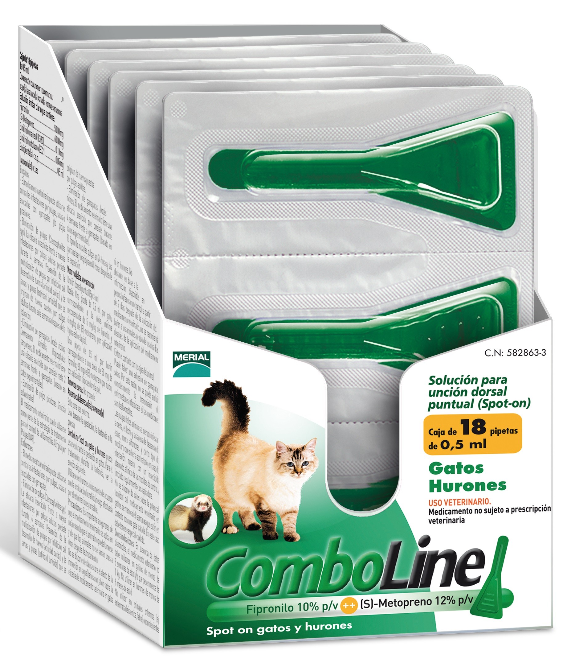 Frontline Comboline Gatos 18 Pipetas Antiparasitario Externo Para Gatos Y Hurones