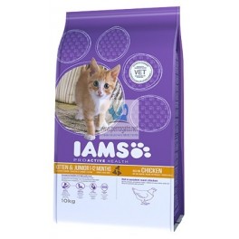 IAMS GATO KITTEN & JUNIOR CON POLLO 10 Kg Comida para Gatos