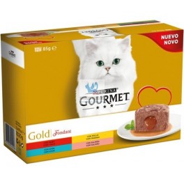 PURINA GOURMET GOLD FONDANT PACK POLLO Y BUEY 8 x (12 x 85 g) Comida para Gatos